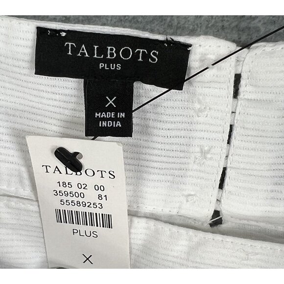 NWT Talbots Plus X US 16W Shadow Stripe Top White Blouse Lace Trim Minimalist - Picture 14 of 16